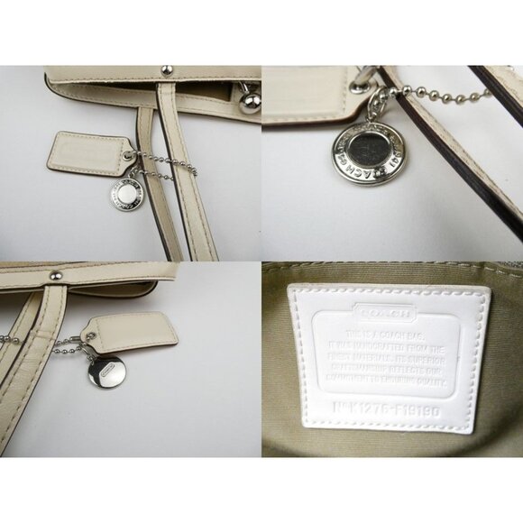 Coach Signature Light Khaki Chalk Canvas Leather Tote Shoulder Bag F19190 - Picture 16 of 16